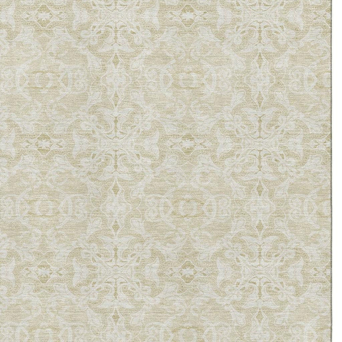 8' X 10' Medallion Washable Area Rug With UV Protection - Tan And Beige