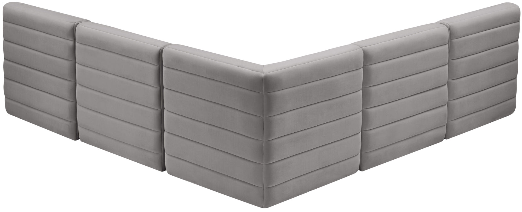 Quincy - Modular Sectional 5 Piece - Grey - Fabric - Modern & Contemporary