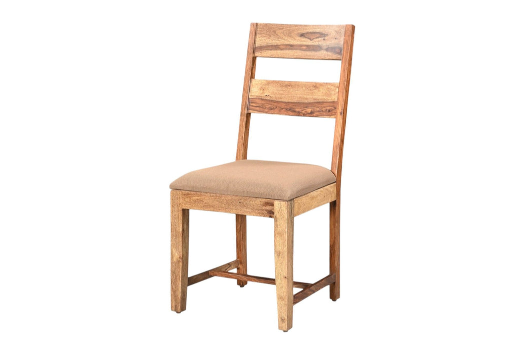 Fabric And Wood Ladder Back Dining Side Chairs (Set of 2) - Brown