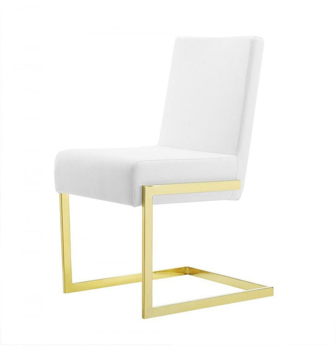 Upholstered Faux Leather Dining No Arms Side Chairs (Set of 2) - White
