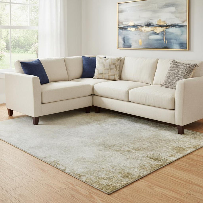 10' X 14' Abstract Washable Area Rug With UV Protection (650920) - Taupe / Ivory