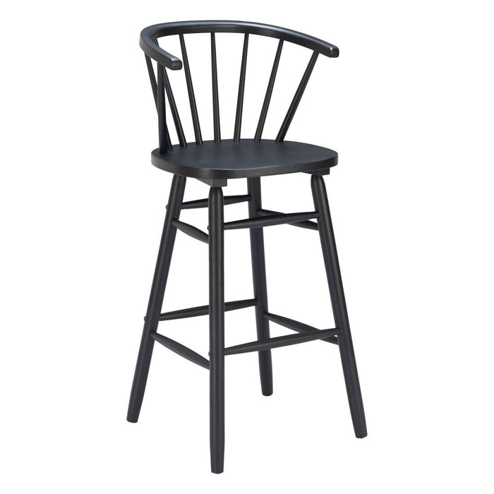 Solid Wood Low Back Bar Chairs (Set of 2) - Black