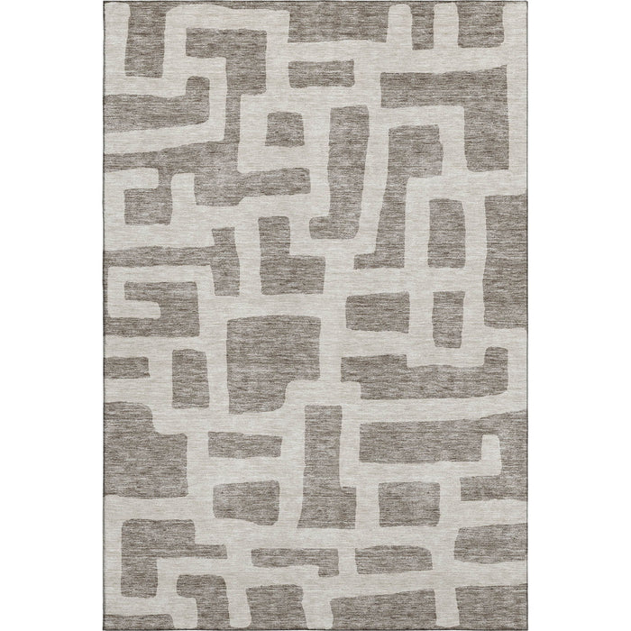 10' X 14' Abstract Geometric Washable Area Rug With UV Protection (671846) - Taupe / Beige