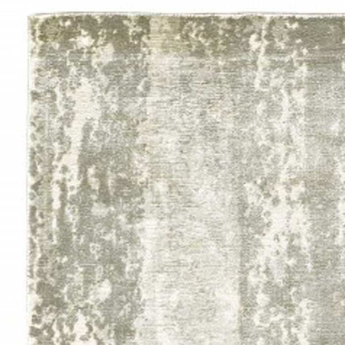3' x 10' Abstract Splash Indoor Runner Rug - Gray And Ivory