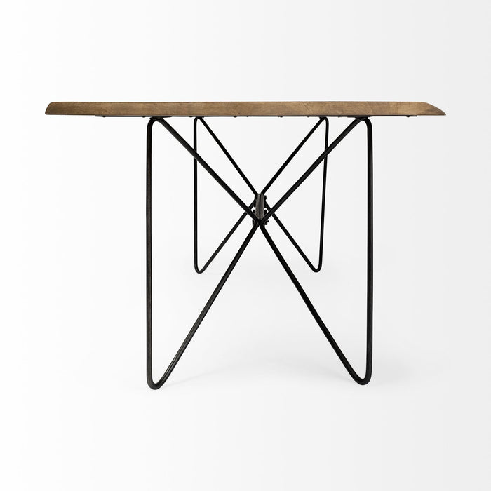 80" Solid Wood And Metal Dining Table - Natural
