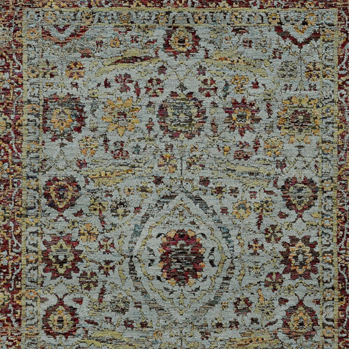 9' x 12' Oriental Power Loom Area Rug - Blue And Green