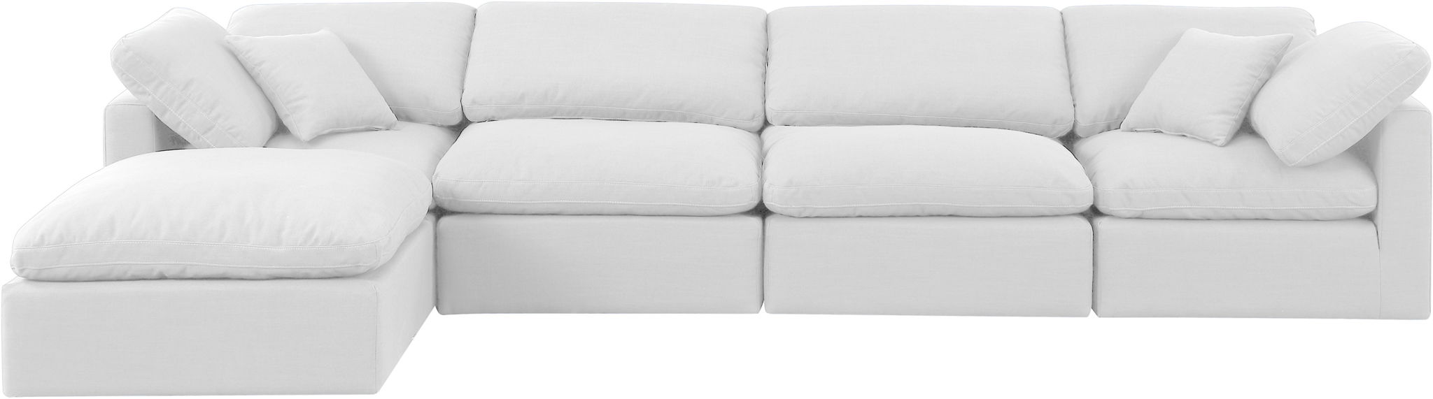 Indulge - Linen 5 Piece Modular Sectional With Chaise - White