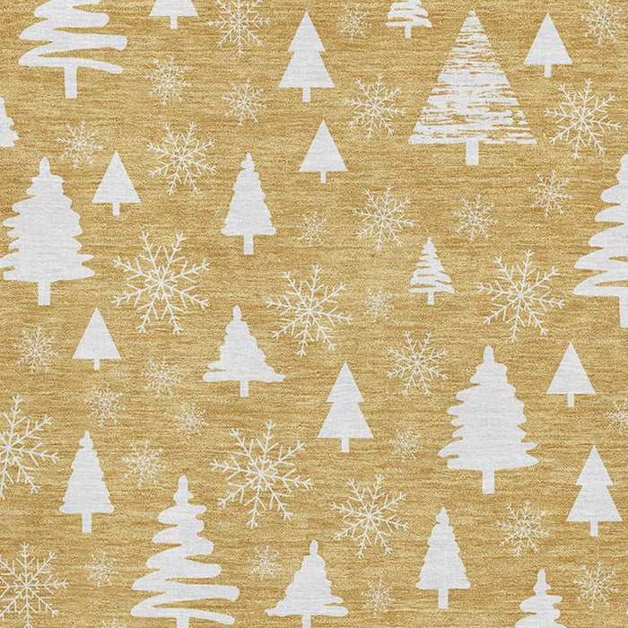10' X 14' Abstract Geometric Washable Area Rug With UV Protection (701834) - Gold / Ivory