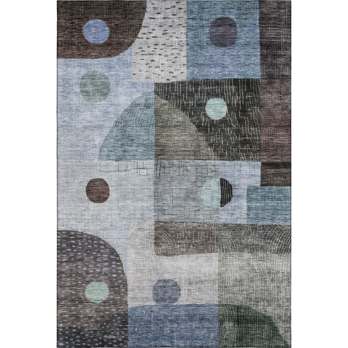 10' X 14' Geometric Washable Area Rug With UV Protection (684798) - Blue / Gray / Silver