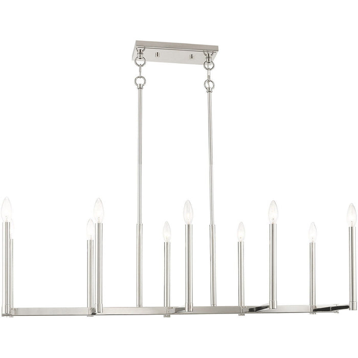 18'' Ten Light Dimmable Chandelier With Shades - Nickel