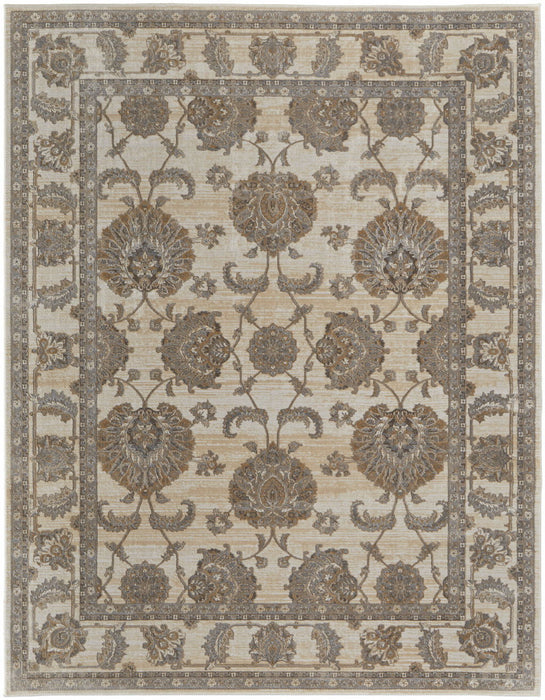 8' x 10' Power Loom Area Rug - Tan Ivory And Brown