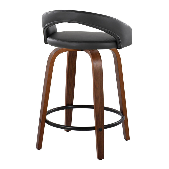 Grotto - 31" Upholstered Fixed-Height Counter Stool (Set of 2) - Walnut Wood Base