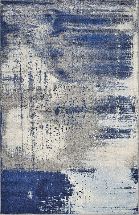 8' x 10' Abstract Shag Area Rug - Blue And Ivory