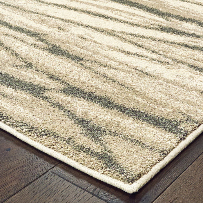 8' x 10' Abstract Power Loom Stain Resistant Area Rug - Ivory Sand And Ash
