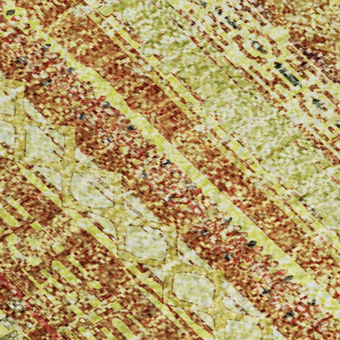 10' X 14' Striped Washable Area Rug With UV Protection (677555) - Amber / Artichoke Green