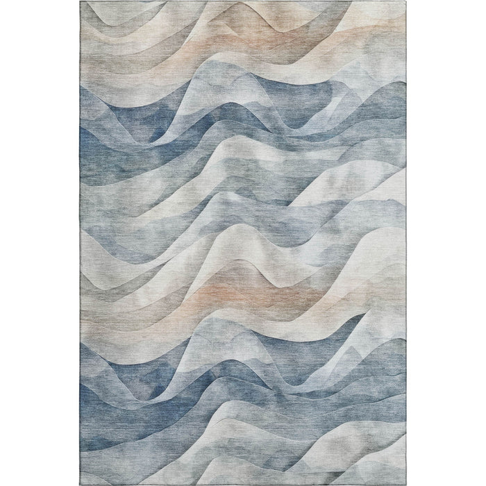 10' X 14' Abstract Washable Area Rug With UV Protection (694809) - Blue / Beige / Ivory