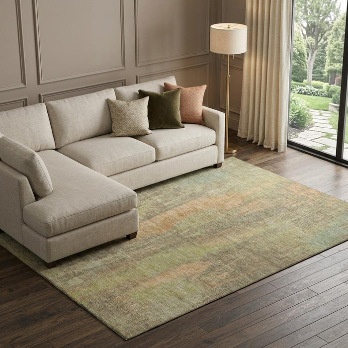 10' X 14' Abstract Washable Area Rug With UV Protection (696008) - Taupe / Copper / Brown