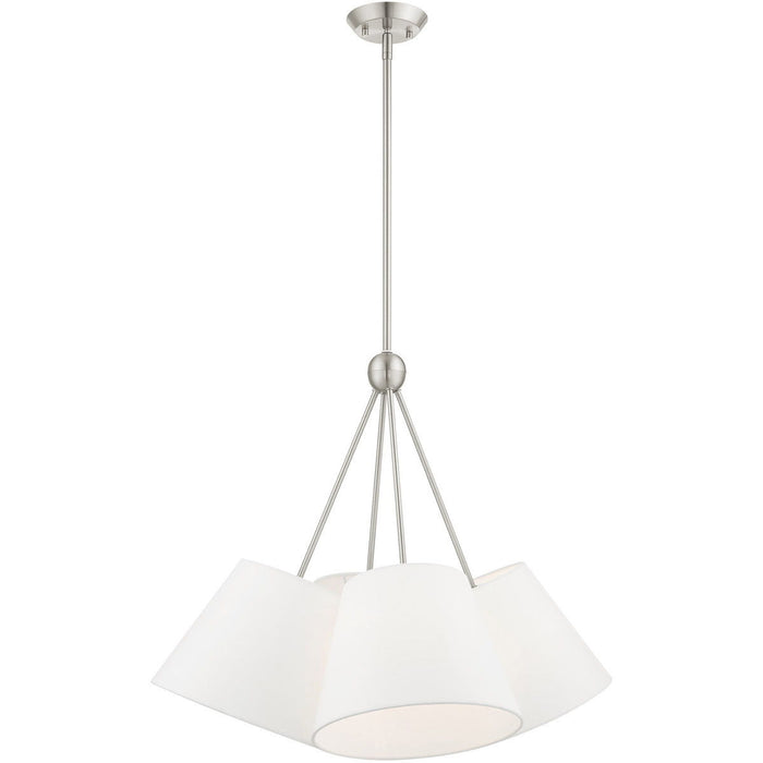 26'' Four Light Dimmable Chandelier With Shades - Nickel