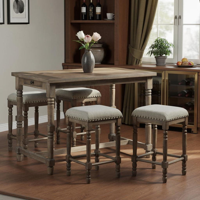 54'' Solid Wood Rectangular Bar Table - Walnut