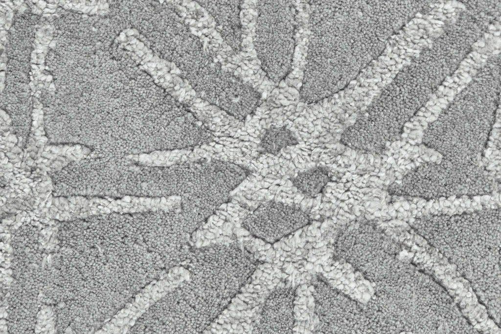 10' Round Wool Abstract Tufted Handmade Area Rug - Gray And Silver