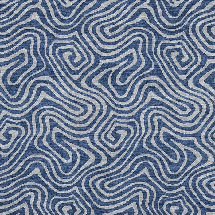 10' X 14' Abstract Washable Area Rug With UV Protection (680975) - Navy Blue / White