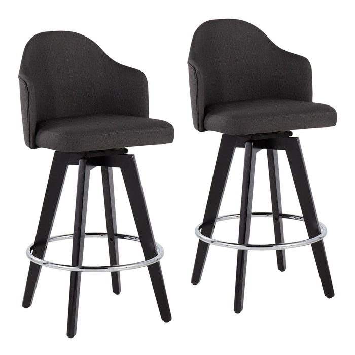 Ahoy - Counter Stool - Wood Legs And Round Metal Footrest Fabric Seat (Set of 2)