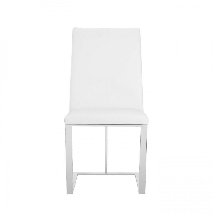 Modern Upholstered Faux Leather Dining Side Chair - White