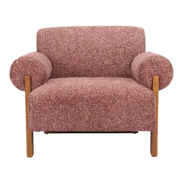 39" Woven Upholstery And Solid Wood Arm Chair - Copper / Brown