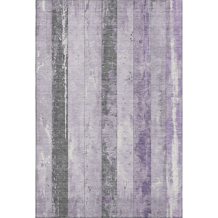 10' X 14' Striped Washable Area Rug With UV Protection (706301) - Lavender / Gray