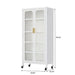Giga 6-tier storage cabinet with transparent doors, adjustable shelves, and wheels for easy mobility and organized display.