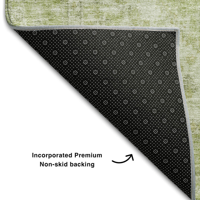 10' X 14' Medallion Washable Area Rug With UV Protection (684376) - Sage / Beige