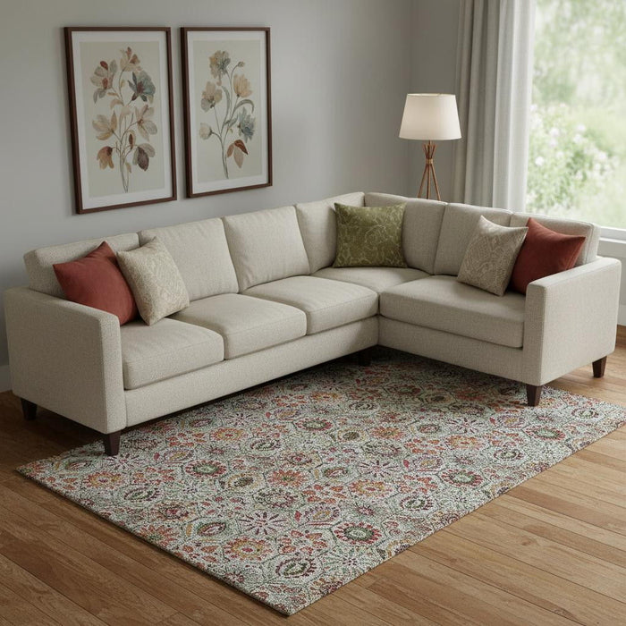 10' X 14' Floral Washable Area Rug With UV Protection (708661) - Rust / Gray / Silver