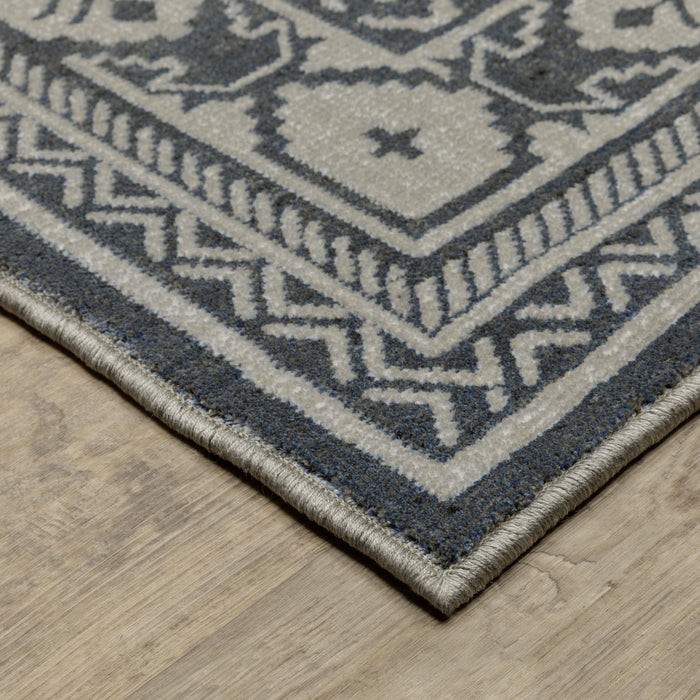 8' X 11' Medallion Area Rug - Blue / Gray