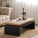 Giga rectangular coffee table with natural wood finish, black and multi-tone options, ideal for living room center.