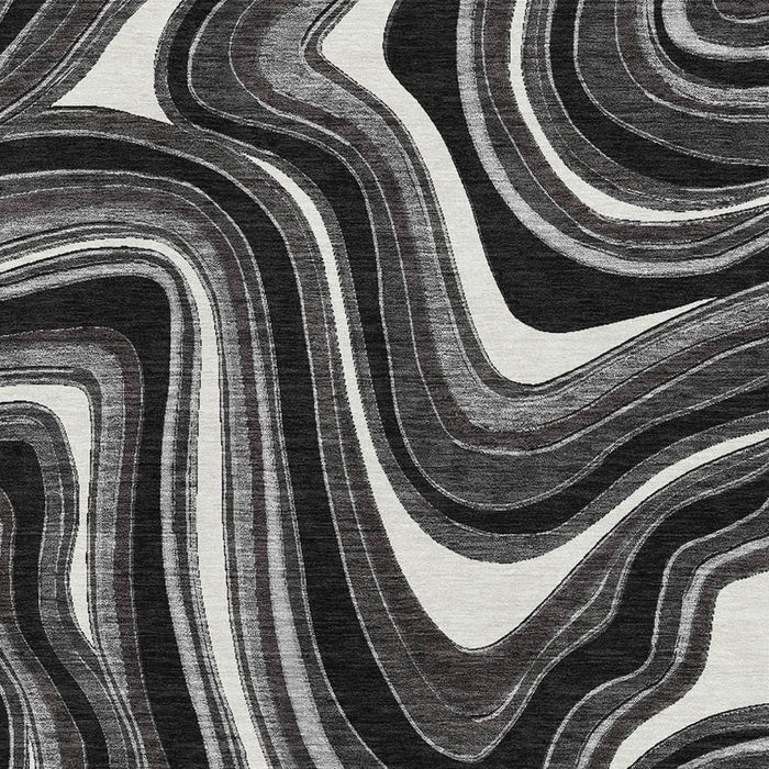 9' X 12' Marble Washable Area Rug With UV Protection - Black