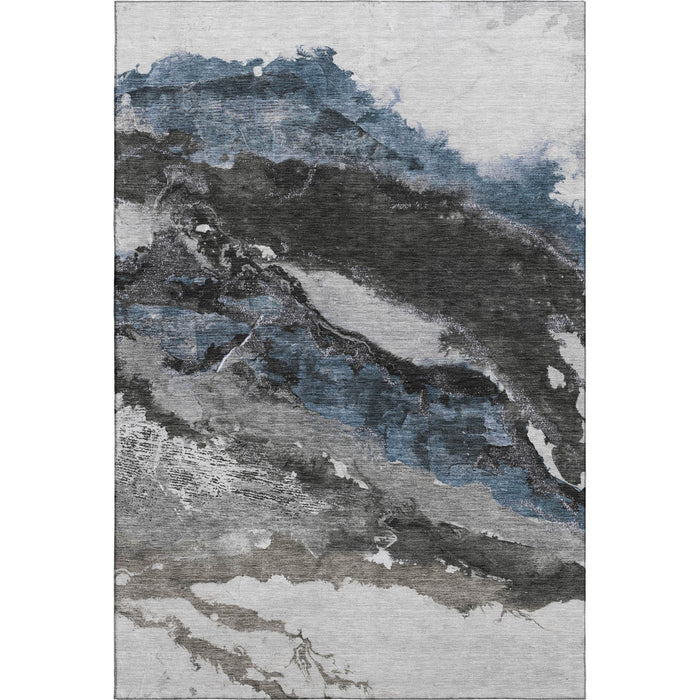 10' X 14' Abstract Washable Area Rug With UV Protection (716659) - Pewter / Ivory
