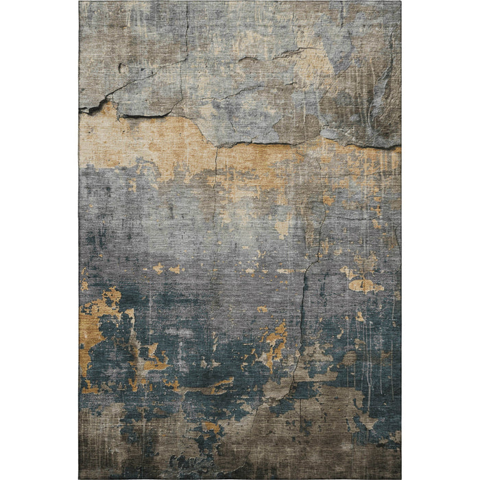 10' X 14' Abstract Washable Area Rug With UV Protection (701153) - Gray / Silver / Gold
