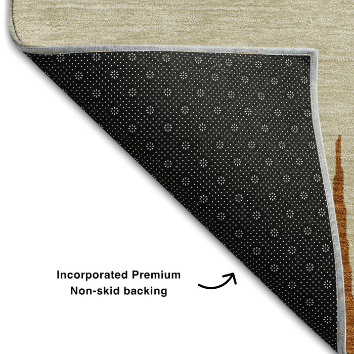 10' X 14' Striped Washable Area Rug With UV Protection (670381) - Copper / Beige
