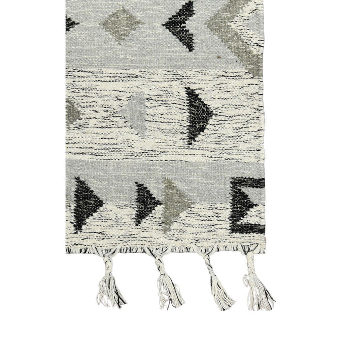 8' X 10' Wool Tribal Flatweave Handmade Area Rug With Fringe - Silver