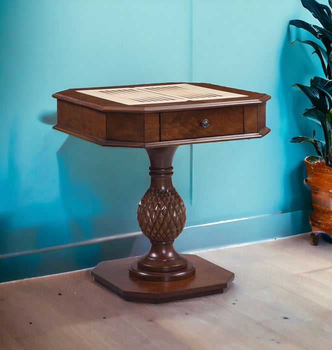 Octagon Console Table And Drawers - Brown