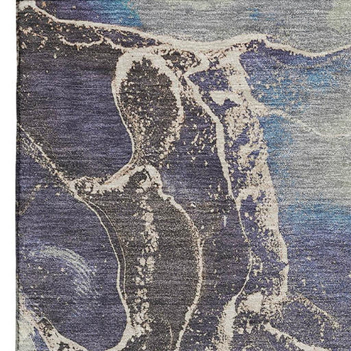 10' X 14' Abstract Washable Area Rug With UV Protection (701207) - Blue / Green / Orange