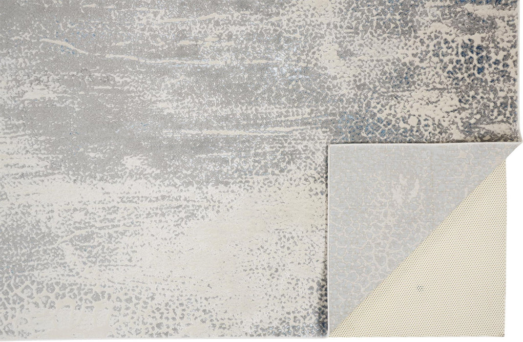 12' x 18' Abstract Area Rug - Gray Blue And Ivory
