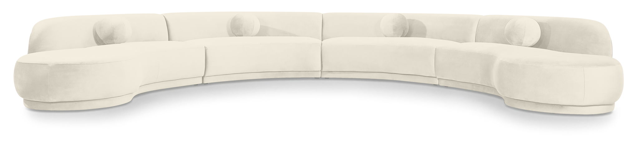 Meridian Furniture Avra 189-inch velvet performance fabric upholstered sectional sofa with plush cushions and modern design.