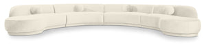 Meridian Furniture Avra 189-inch velvet performance fabric upholstered sectional sofa with plush cushions and modern design.