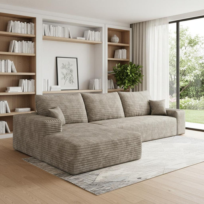 Modular Compression Foam Sofa With Toss Pillows - Camel