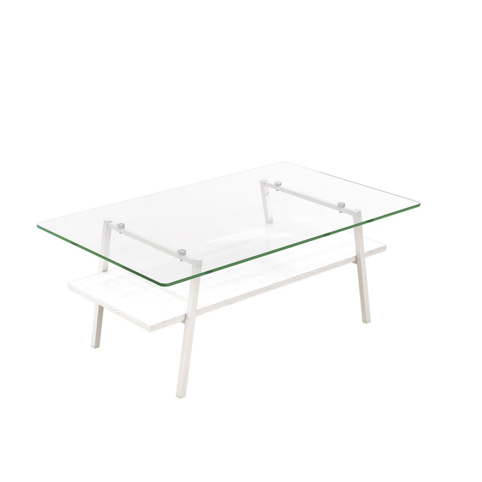 Giga rectangle coffee table with tempered glass top and metal legs, modern design perfect for living room decor
