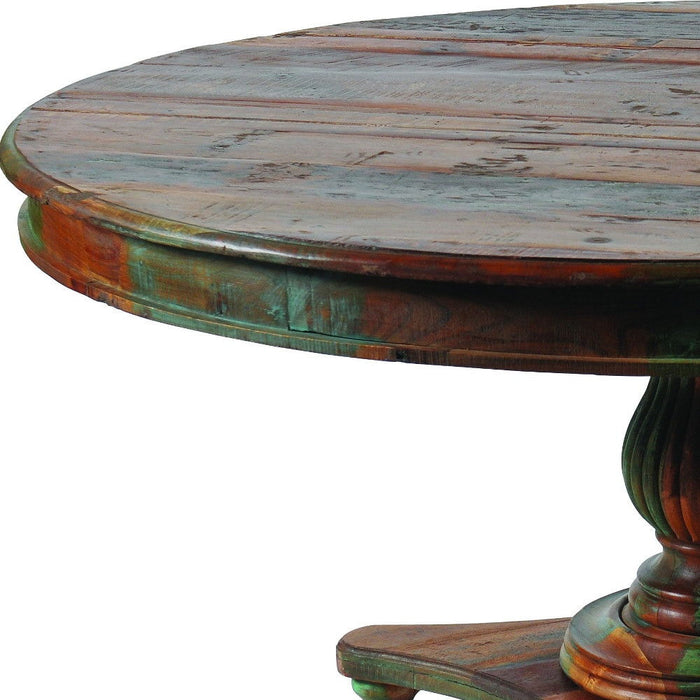 72" Rounded Solid Wood Dining Table - Brown