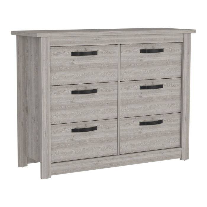 47" Six Drawer Double Dresser - Light Gray