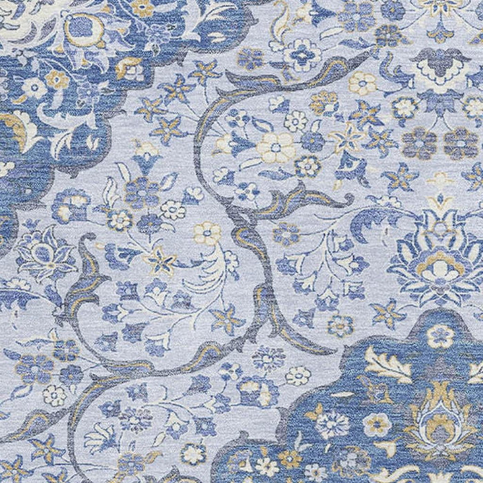 10' X 14' Medallion Washable Area Rug With UV Protection (696830) - Blue / Gray / Silver