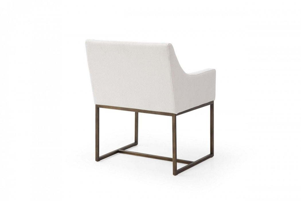 Upholstered Fabric Dining Arm Chair - White